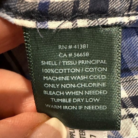 Ralph Lauren Navy and White Long sleeve plaid Checkered Shirt/size S - Picture 8 of 9